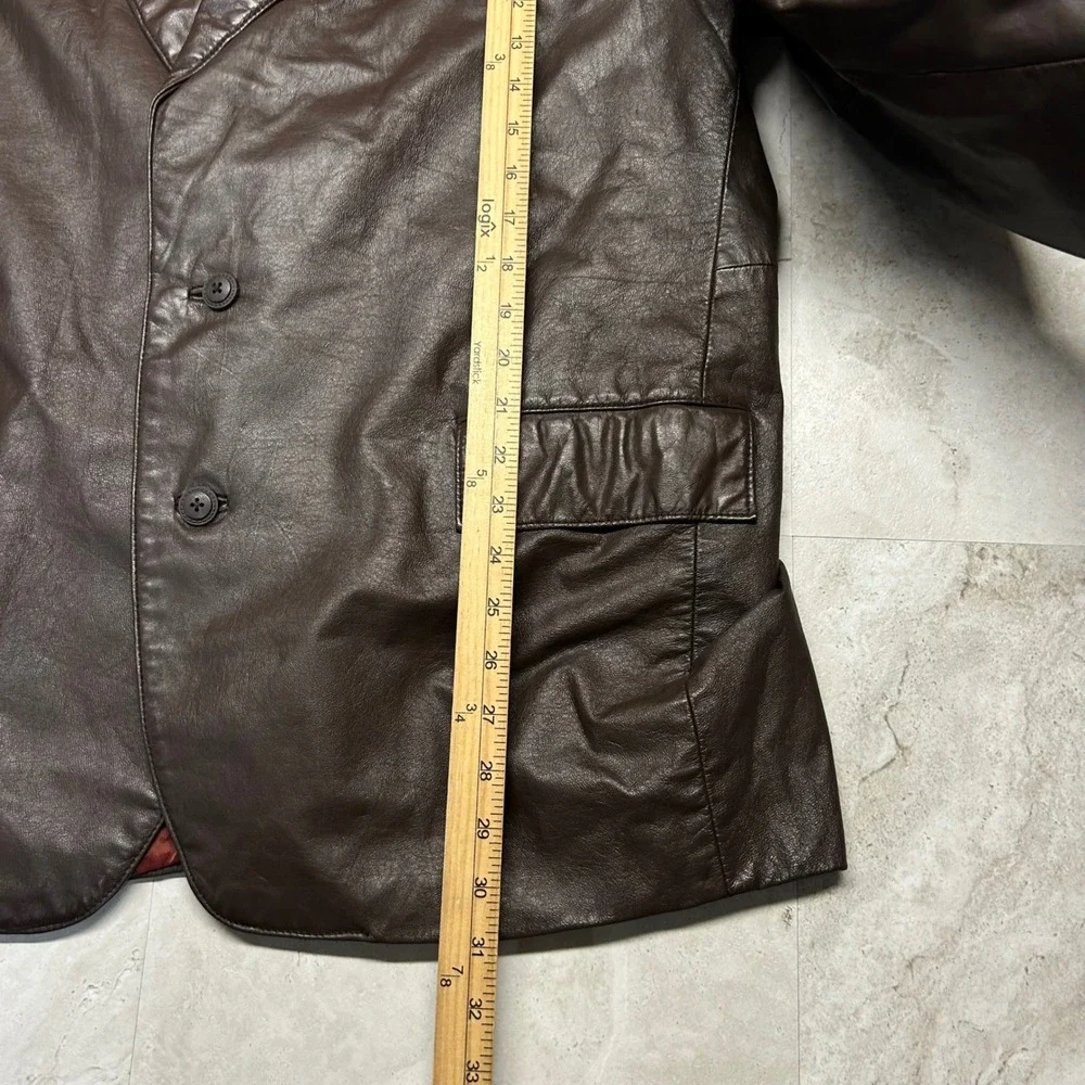 Clipper Mist By London Fog Genuine Leather Blazer Jacket Brown Mens Sz 46 Vtg